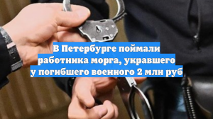 В Петербурге поймали работника морга, укравшего у погибшего военного 2 млн руб