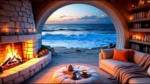 Камин и атмосфера восстановления эмоционального состояния Потрясающе красивый вид на море