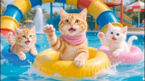 Мама-Кошка спасает брошенного Белого котенка, готовит для них еду и водит их в аквапарк