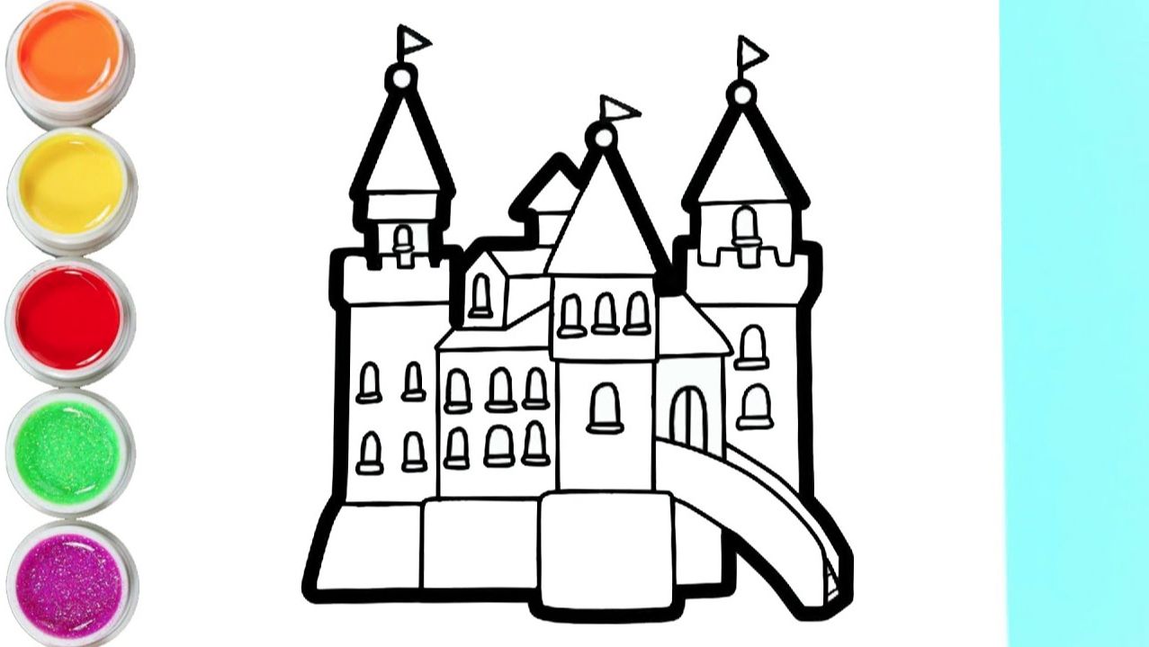 Мультик — раскраска для детей ДВОРЕЦ. Учимся как просто нарисовать ЗАМОК // РИСОВААШКА ТВ