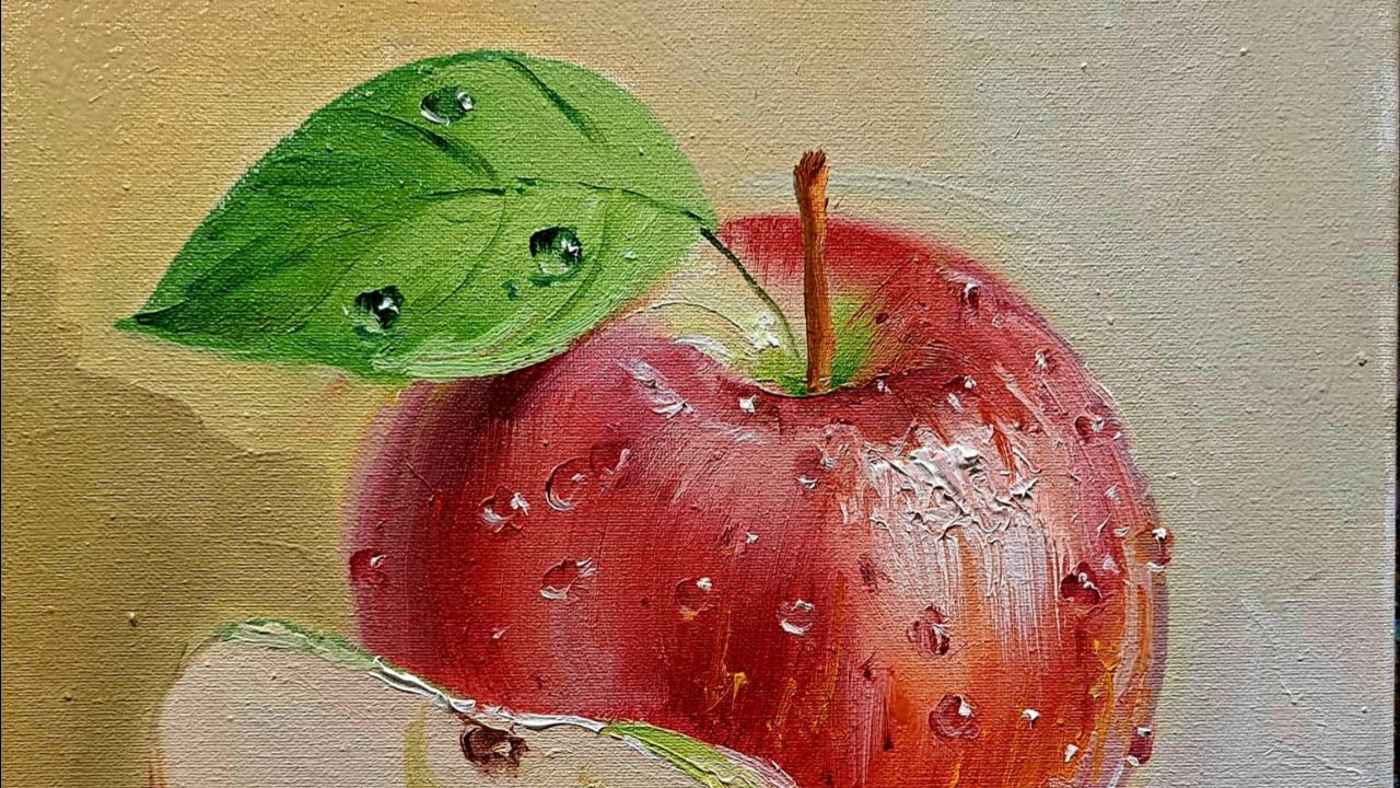 Рисуем яблоко маслом смотреть онлайн