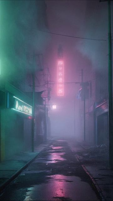 Загадочный вечер в неоновом переулке #неон #атмосфера #город Загадочный вечер в неоновом переулке #неон #атмосфера #город
