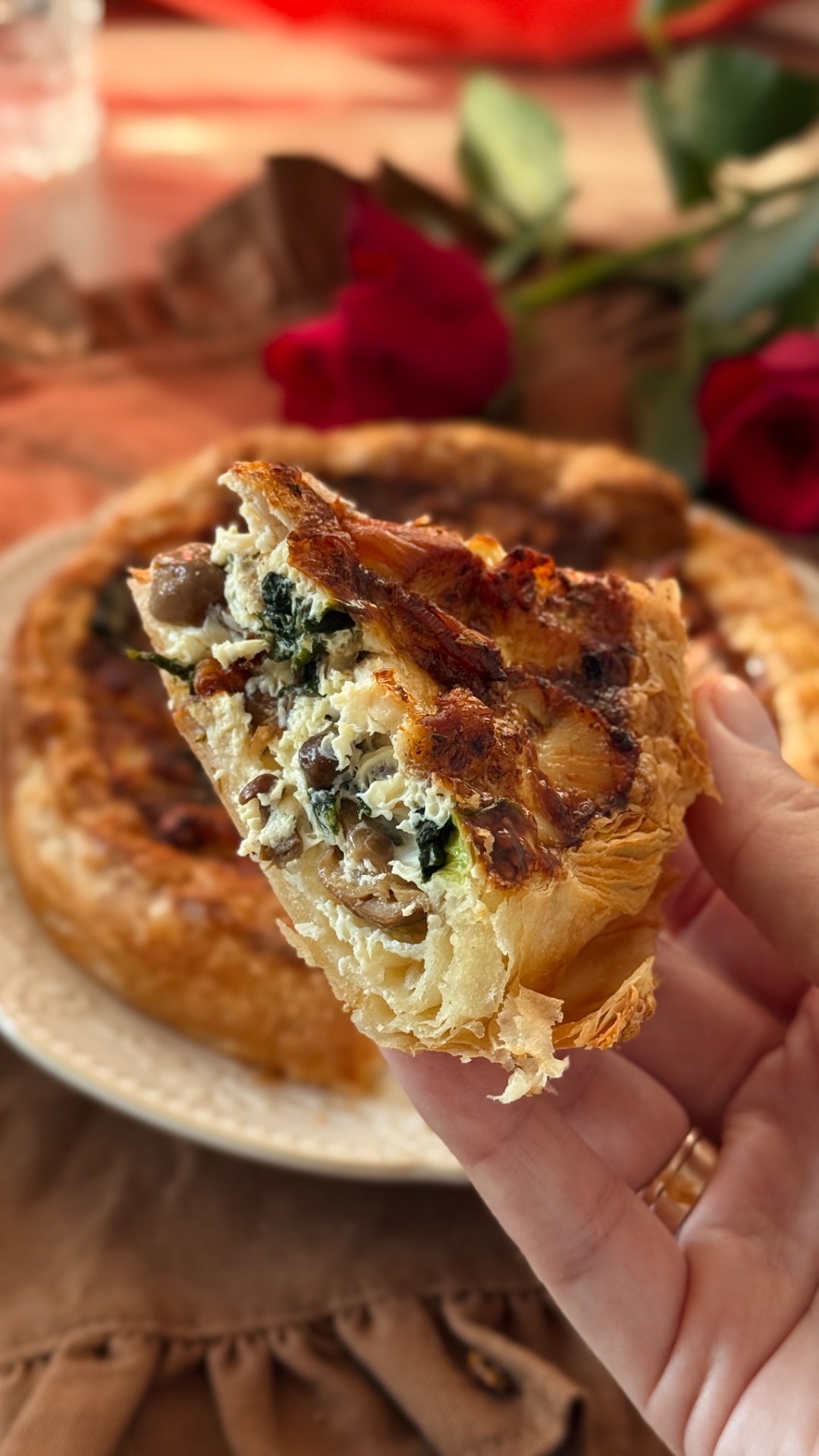 Киш с курицей и опятами 🤤