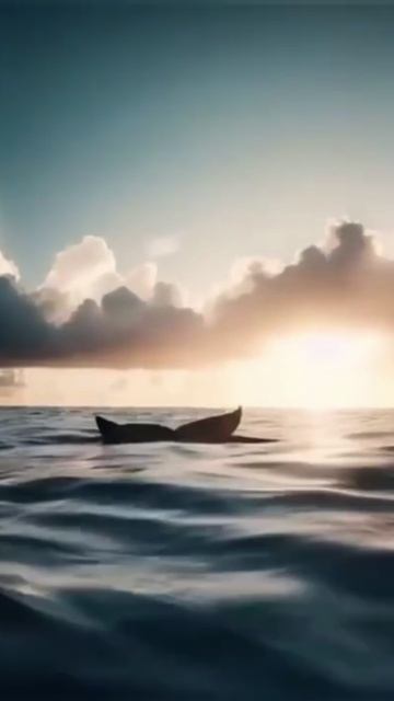 Кот папа спасает кошечку — дочь из псти акулы.