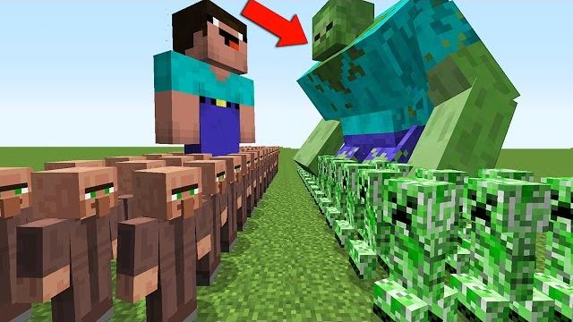 НУБ ЗАЩИЩАЕТ ДЕРЕВНЮ ЖИТЕЛЕЙ ОТ 1000 КЛОНОВ КРИПЕР И МУТАНТА ЗОМБИ В МАЙНКРАФТ 6 ! MINECRAFT Мультик смотреть онлайн