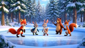 Мультик зверушки  на коньках детская веселая песенка для детей и малышей.