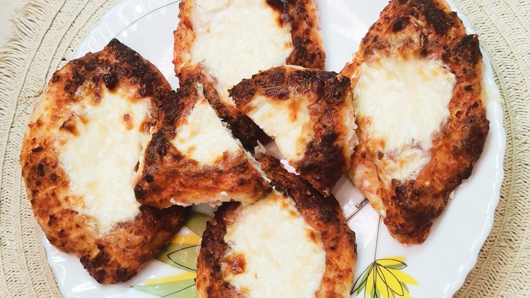 Творожные лодочки с ветчиной и сыром в аэрогриле 