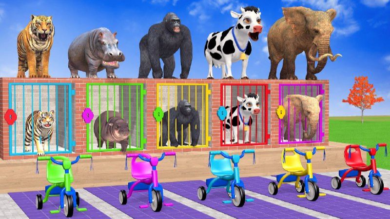 МУЛЬТИК ДЛЯ ДЕТЕЙ ПРО ГОРИЛЛУ, КОРОВУ, СЛОНА И ДРУГИХ ЖИВОТНЫХ