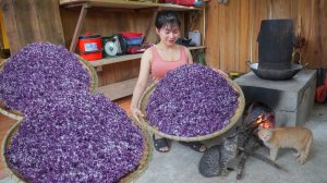 Как приготовить клейкий рис с разноцветными добавками и продать его на рынке.