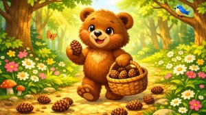 Мишка Косолапый по лесу идет, Шишки собирает, песенку поет