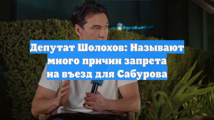 Депутат Шолохов: Называют много причин запрета на въезд для Сабурова