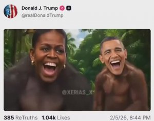 Трамп опубликовал видео с изображением Барака и Мишель Обамы в виде обезьян