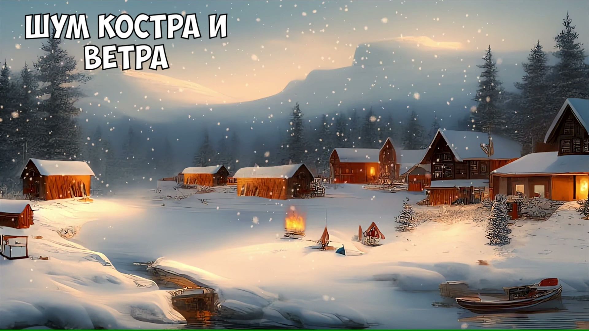 Зимняя деревня, расслабляющая музыка, шум костра и ветра смотреть онлайн