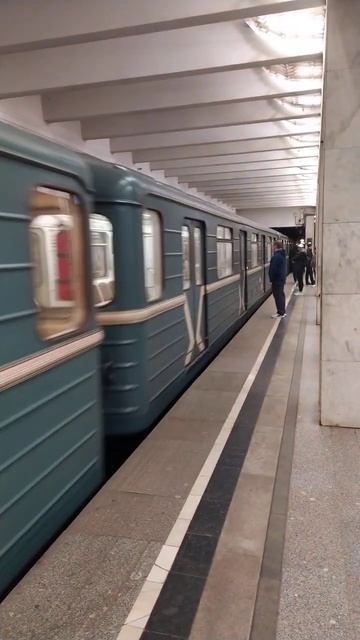 Ст. метро Домодедовская, Зелёная Линия, Москва — интерьер, пассажиры, прибытие поездов  Фрагмент 6