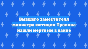 Бывшего заместителя министра юстиции Тропина нашли мертвым в ванне