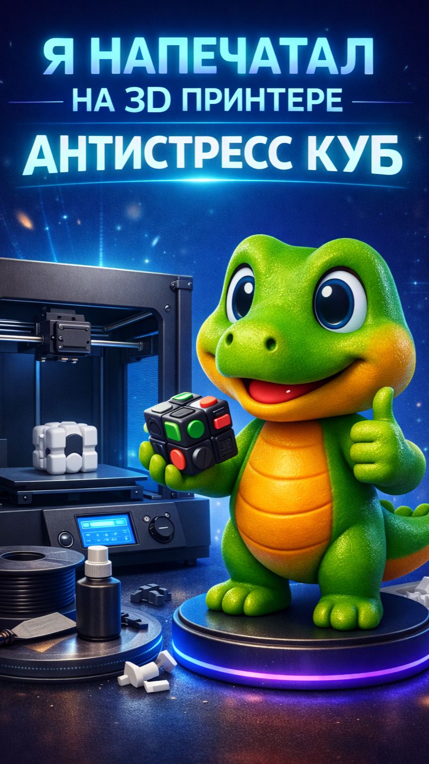 Я напечатал на 3D принтере антистресс куб
