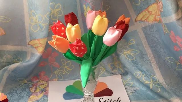 Тюльпаны из ткани DIY Мастер-класс. смотреть онлайн