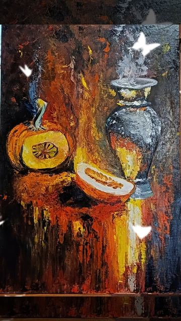 "Тыква и медная жестянка", холст 40/60, масло смотреть онлайн