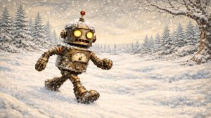 Ходил робот по снегу