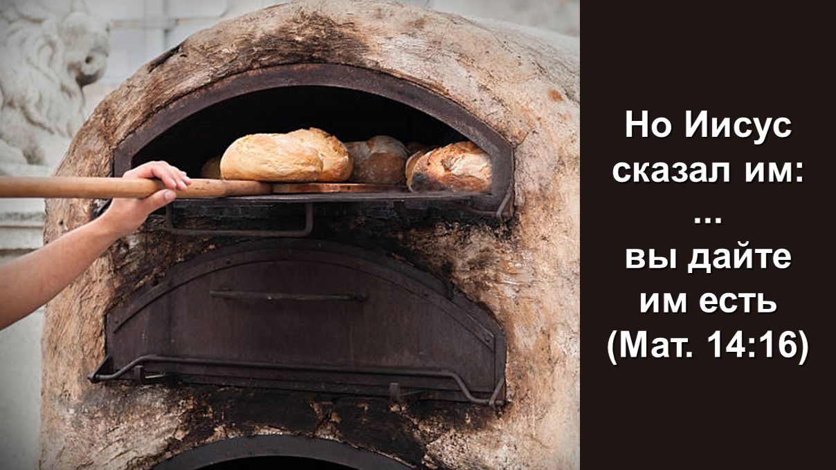 Но Иисус сказал им: ... вы дайте им есть Мат 14:16