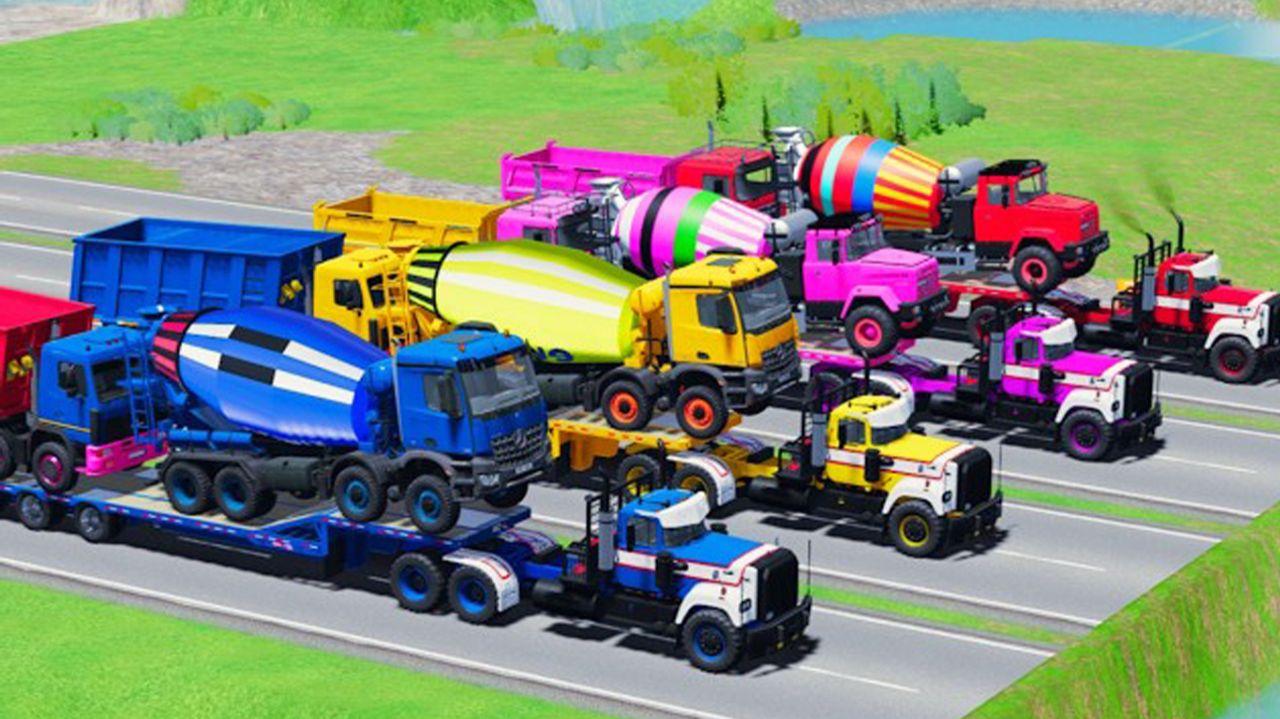 Мультики для детей про машинки. Грузовики гоняют по трассам до гаража. Мультики для малышей смотреть онлайн