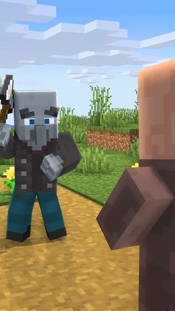 Villagers VS Pillagers😂_#minecraft #shorts