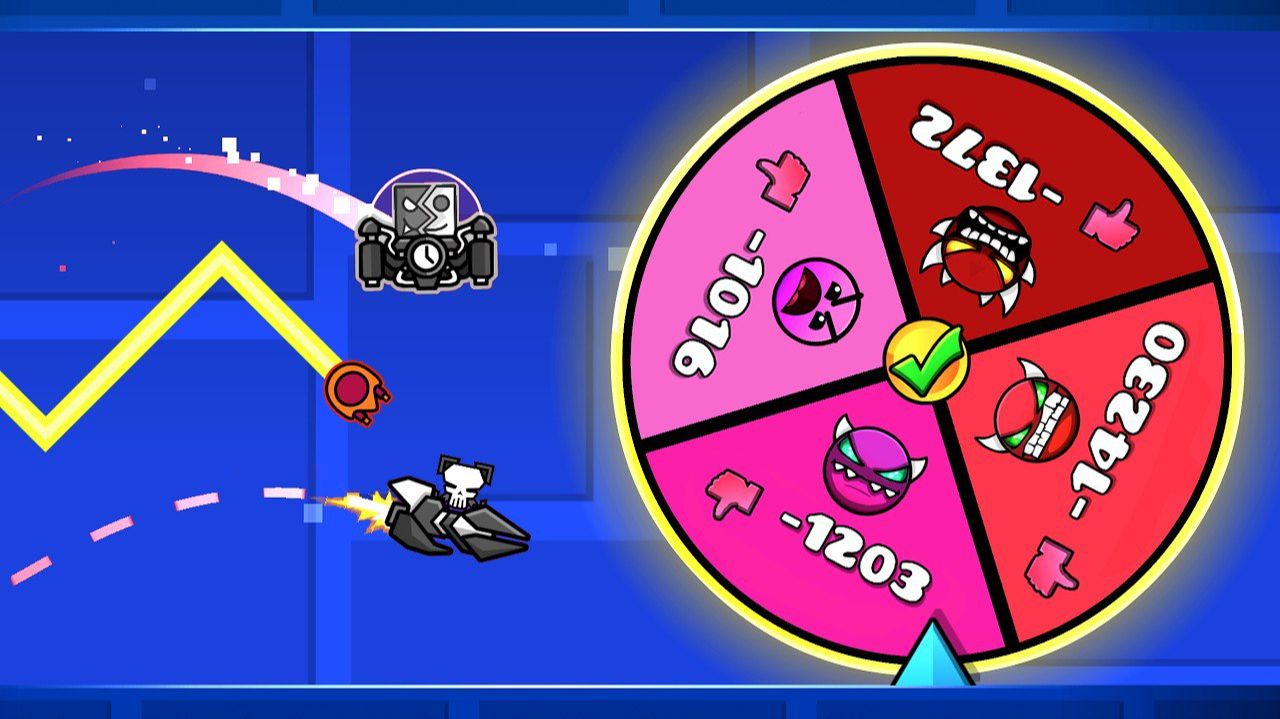 Гонка на РУЛЕТКЕ ХУДШИХ УРОВНЕЙ в Geometry Dash смотреть онлайн