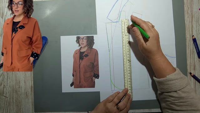 Моделирование. Жакет — подборт, спущенное плечо. Выкройка № 1952.