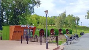 Магнитогорск, береговая линия и пляж реки Урал в парке у Вечного огня (14.07.2022)