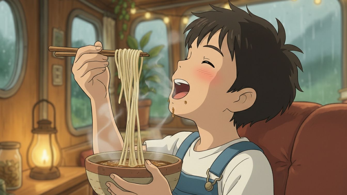 Дождливый день в фургоне Life 🚐 Студия Ghibli Style ASMR | Уютная кухня и дорожное путешествие