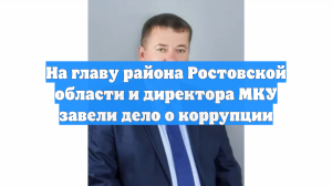 На главу района Ростовской области и директора МКУ завели дело о коррупции