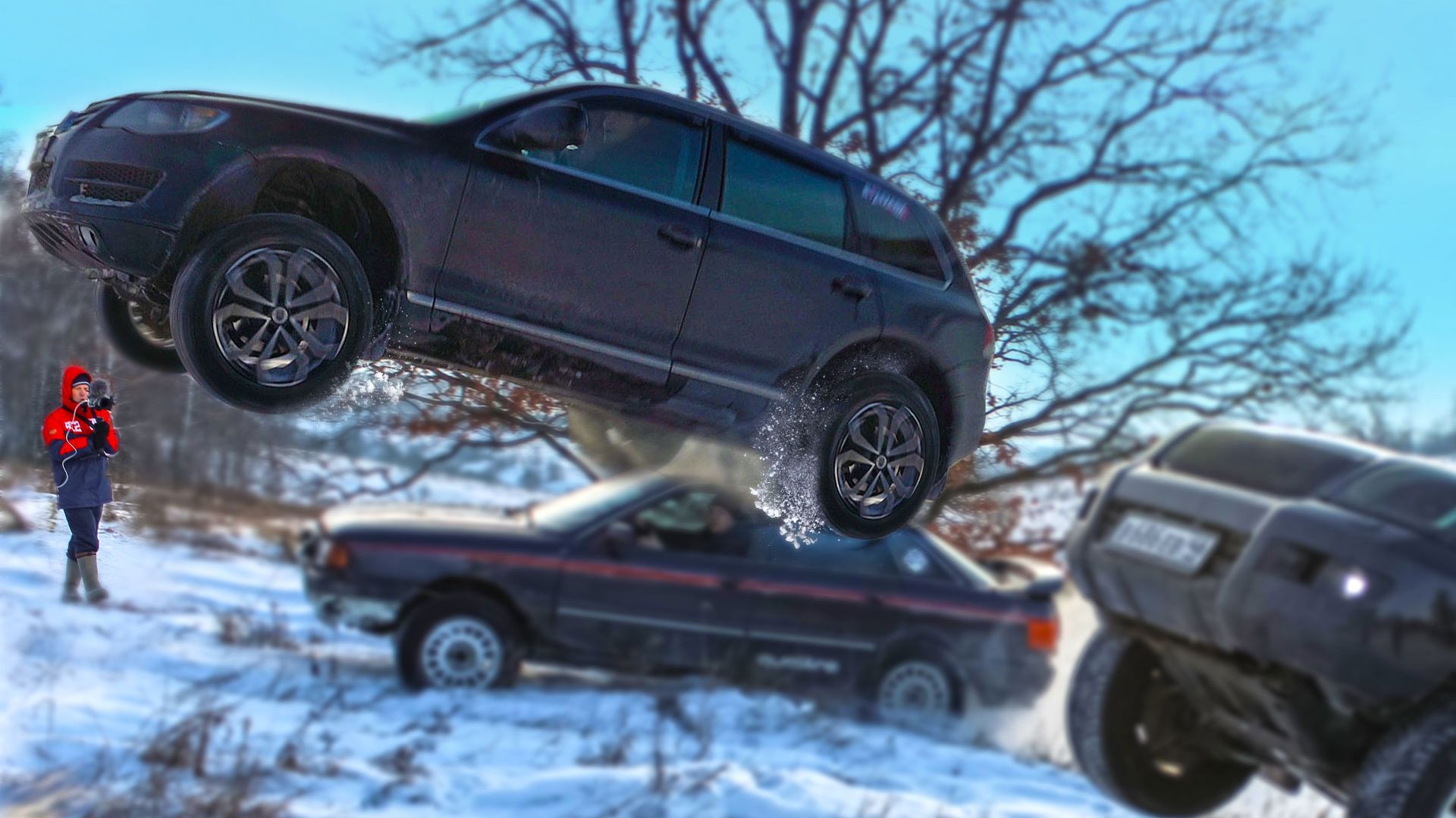 ТАКОГО ВЫ ЕЩЕ НЕ ВИДЕЛИ! СУМАШЕДШИЙ ПРЫЖОК VOLKSWAGEN TOUAREG! TOYOTA PRADO, AUDI, SUZUKI, SUBARU! смотреть онлайн