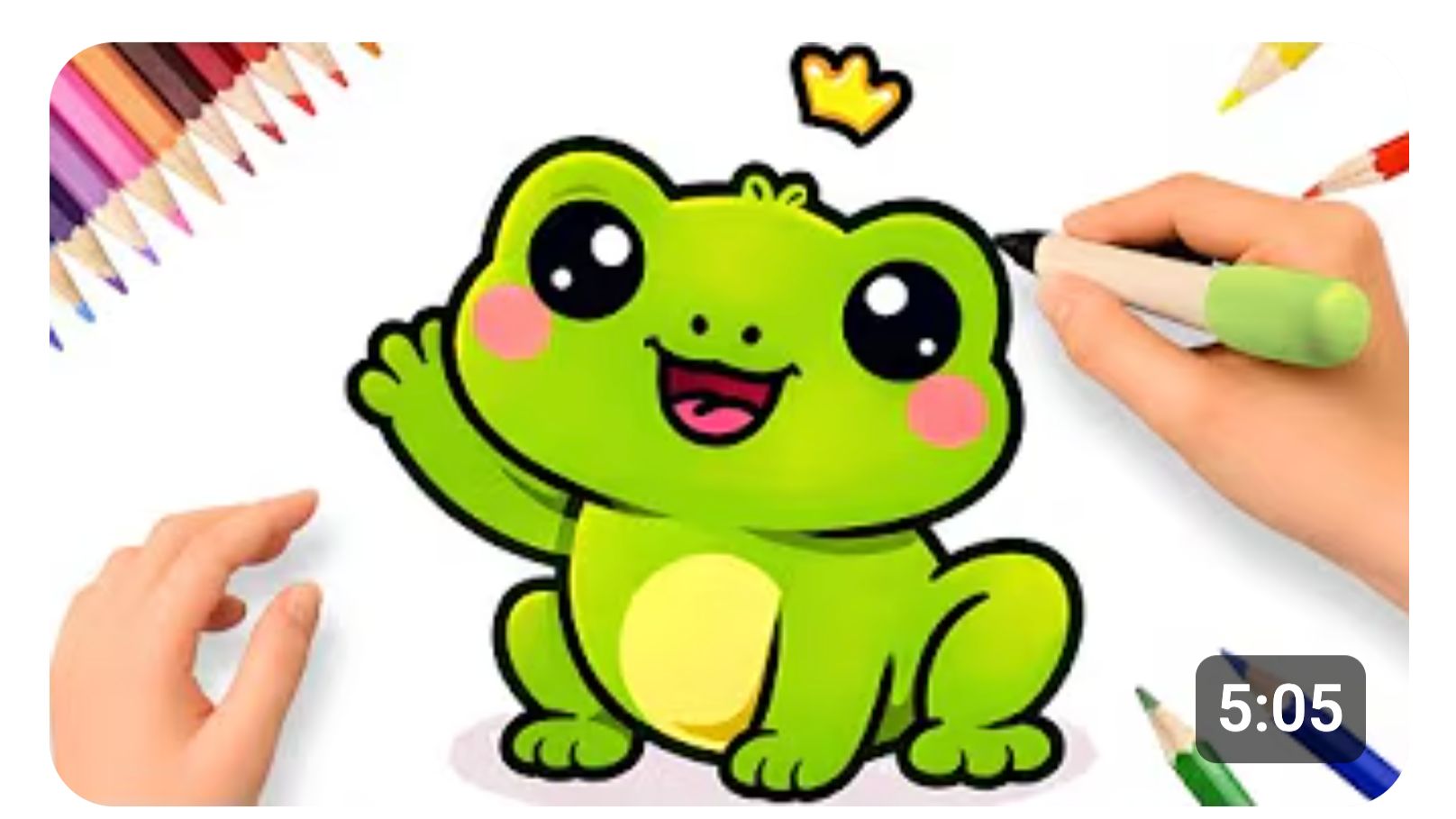 КАК НАРИСОВАТЬ ПРОСТУЮ ЛЯГУШКУ В СТИЛЕ КАВАЙИ 🐸👑 смотреть онлайн