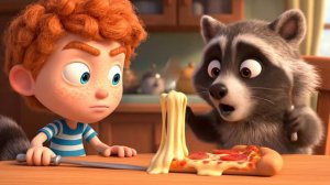 «Дуэль на столовых приборах: Пицца Судьбы» 🍕⚔️🦝