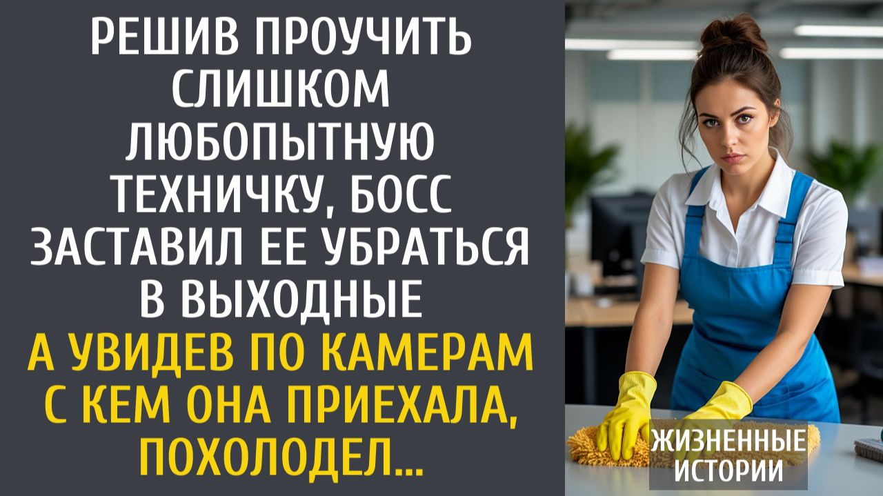 Истории из жизни: Решив проучить техничку, босс заставил ее убраться в выходные... А увидев в камеру смотреть онлайн