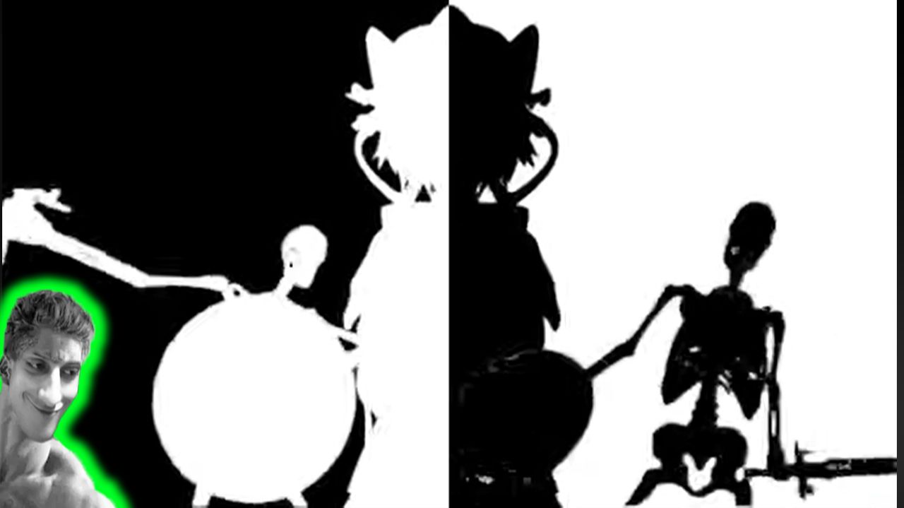 Скелет стучит по щиту но это ремикс Bad Apple - Реакция на TrioDevanata