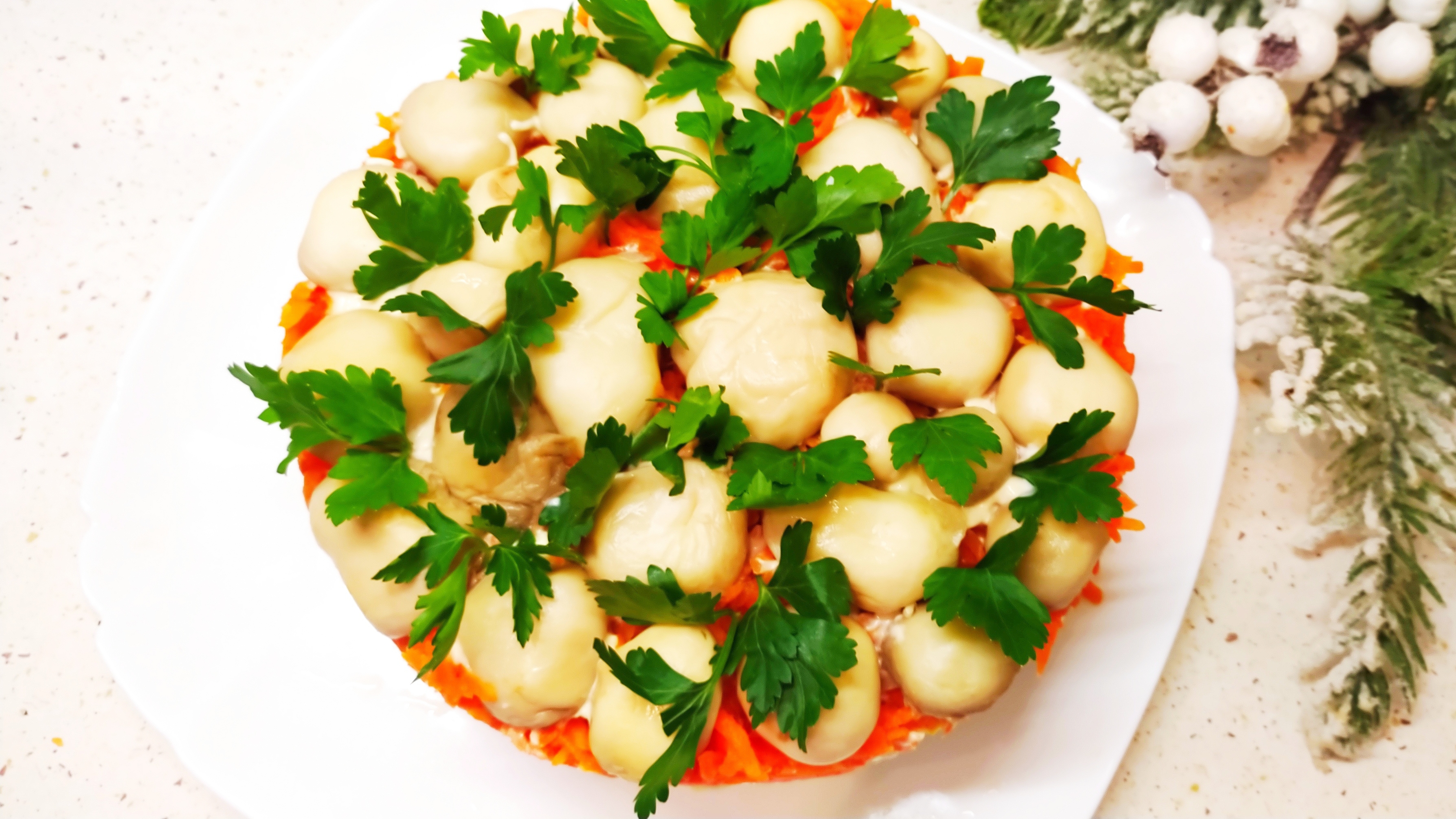 Любимый зимний салат»Грибная поляна»!