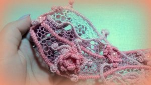 сеточка с бисером ирландское кружево вставка кружевная розовый кристалл