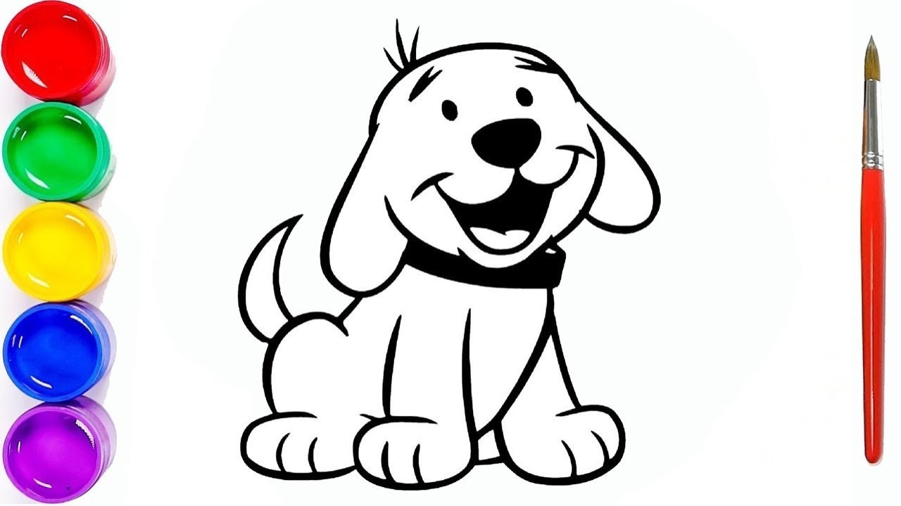 Мультик раскраска для детей и малышей. Как нарисовать собаку