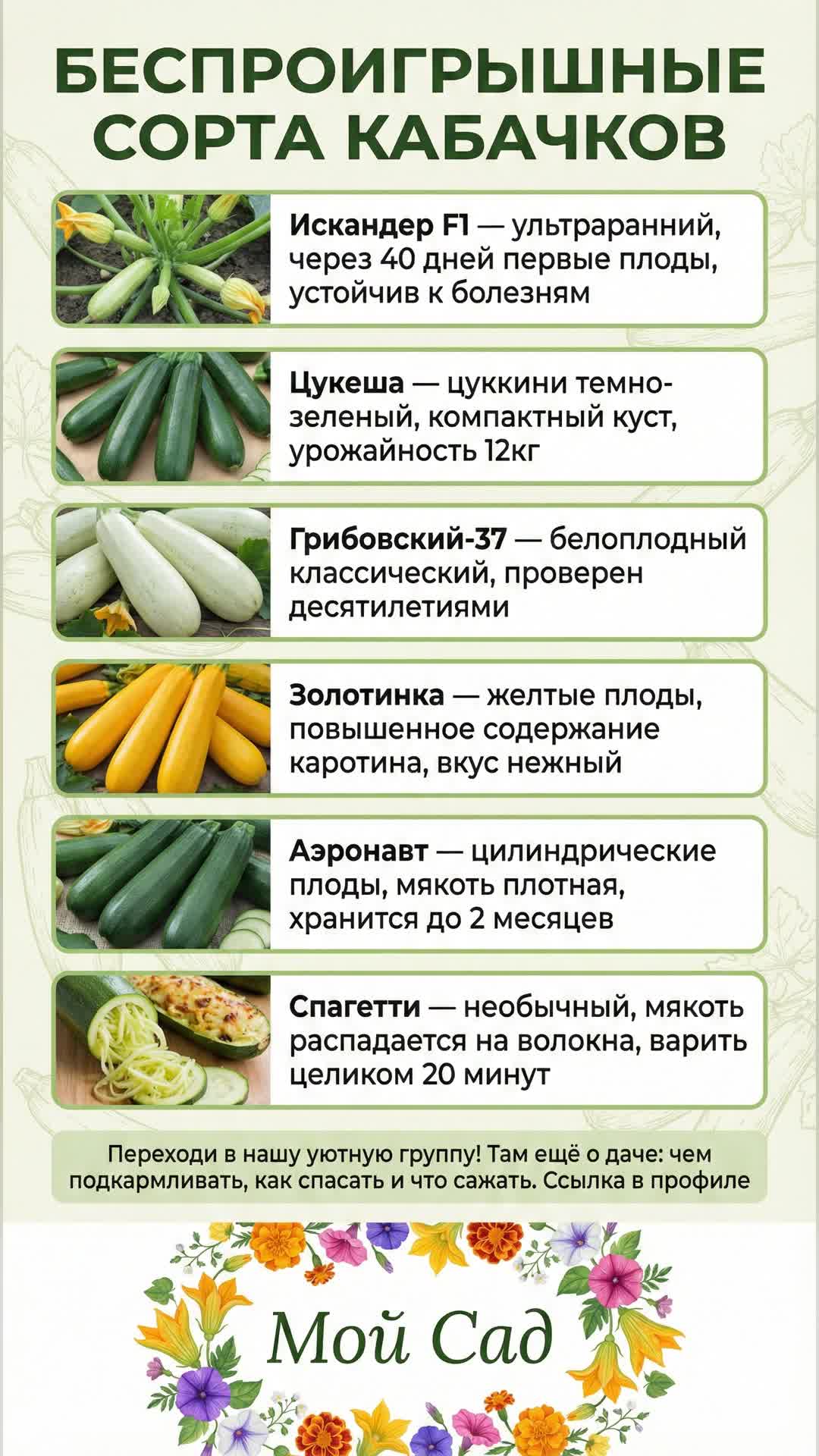 Лучшие сорта кабачков для вашего сада