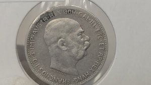1 крона 1915 года. Австро - Венгрия. Серебро. Цена стоимость монеты разновидности