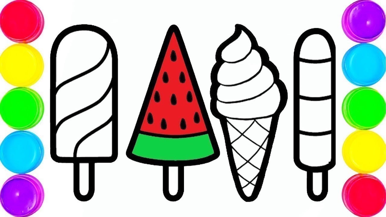 Мультик раскраска для детей и малышей. Как нарисовать мороженое смотреть онлайн