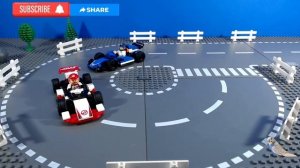 Лего поезд, грузовик, трактор, переезд железнодорожный