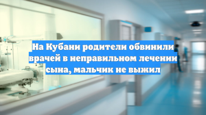 На Кубани родители обвинили врачей в неправильном лечении сына, мальчик не выжил