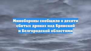Минобороны сообщило о десяти сбитых дронах над Брянской и Белгородской областями