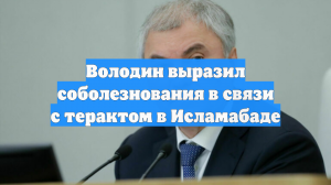 Володин выразил соболезнования в связи с терактом в Исламабаде