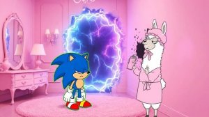 🌸 «Кибер-панк vs. Пастельный панк»? Лама готова защищать свой розовый мир от пикселей. 🌸🦔