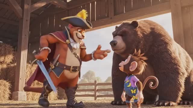 кот в сапогах и мартышка обезьянка спасают ферму животных мультик про зверей животных поучительный смотреть онлайн