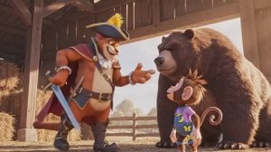 кот в сапогах и мартышка обезьянка спасают ферму животных мультик про зверей животных поучительный