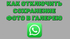 Как отключить сохранение фото в галерею Ватсапе